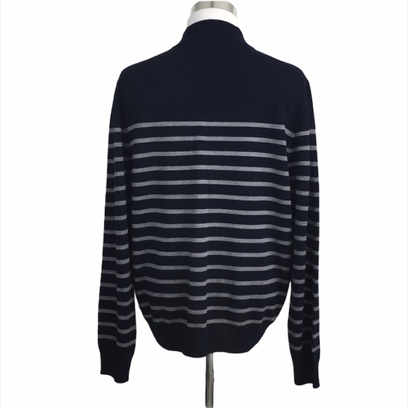 Brooks Brothers Navy Striped Quarter Zip Pullover - Picture 3 of 10